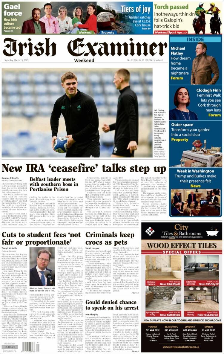 Portada de Irish Examiner (Irlanda)