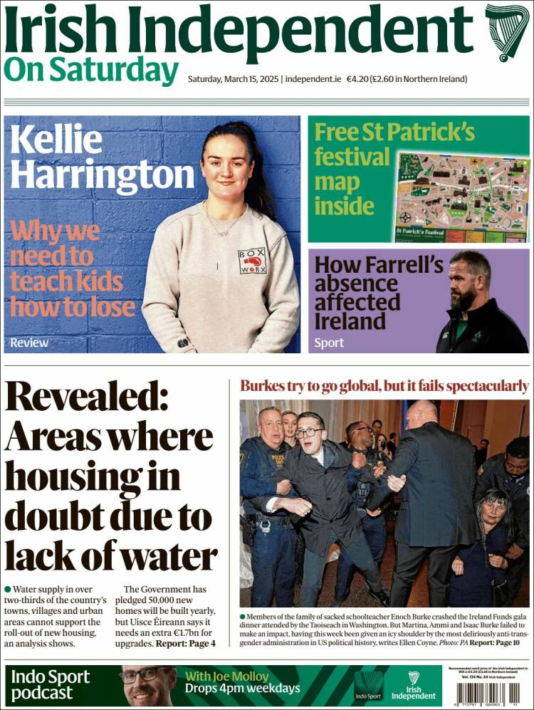 Portada de Irish Independent (Irlanda)