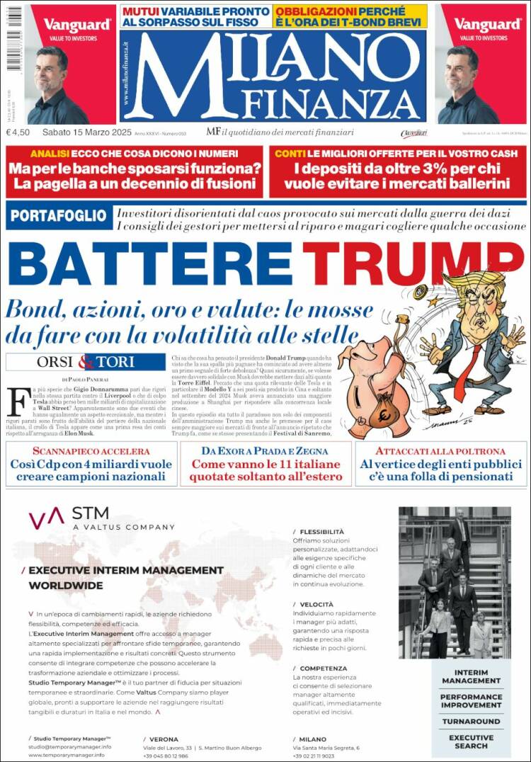 Portada de Milano Finanza (Italia)