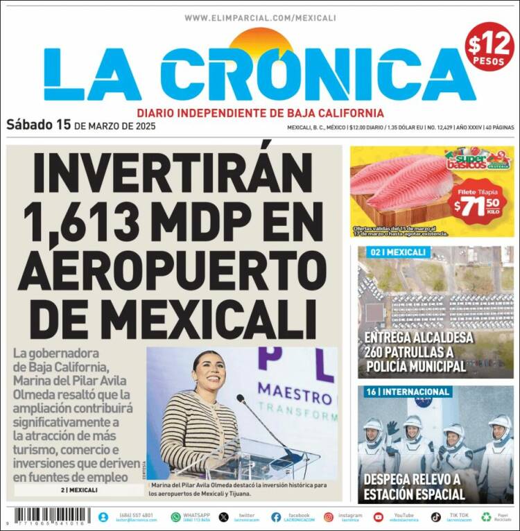 Portada de La Crónica de Baja California (México)