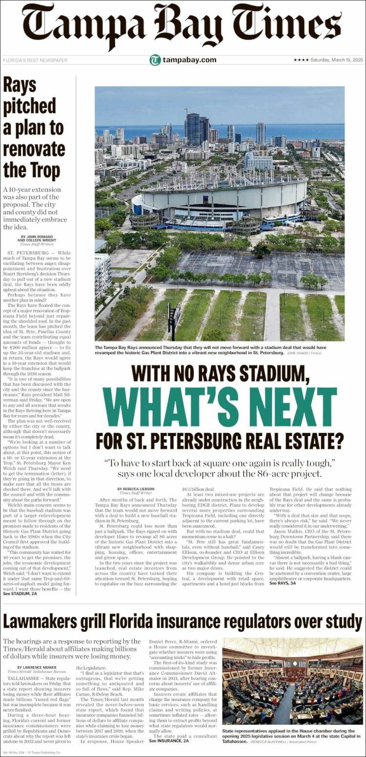 Portada de Tampa Bay Times (USA)