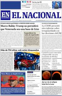 Portada de El Nacional (Venezuela)