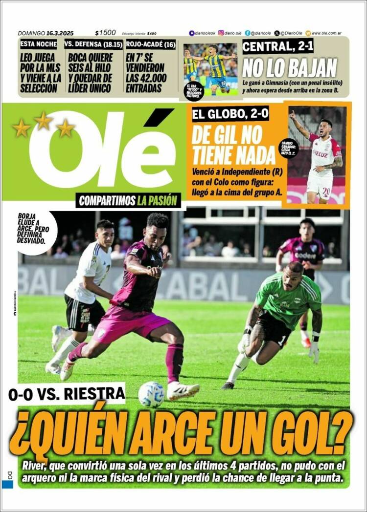 Portada de Olé (Argentina)