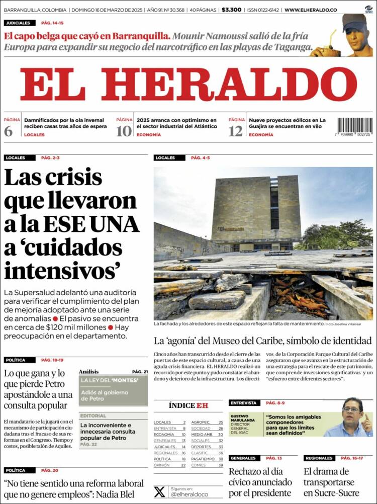 Portada de El Heraldo (Colombia)