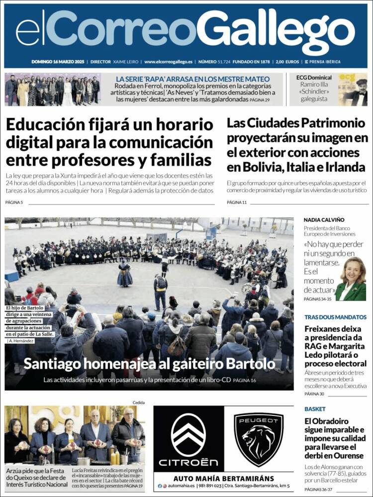 Portada de El Correo Gallego (España)