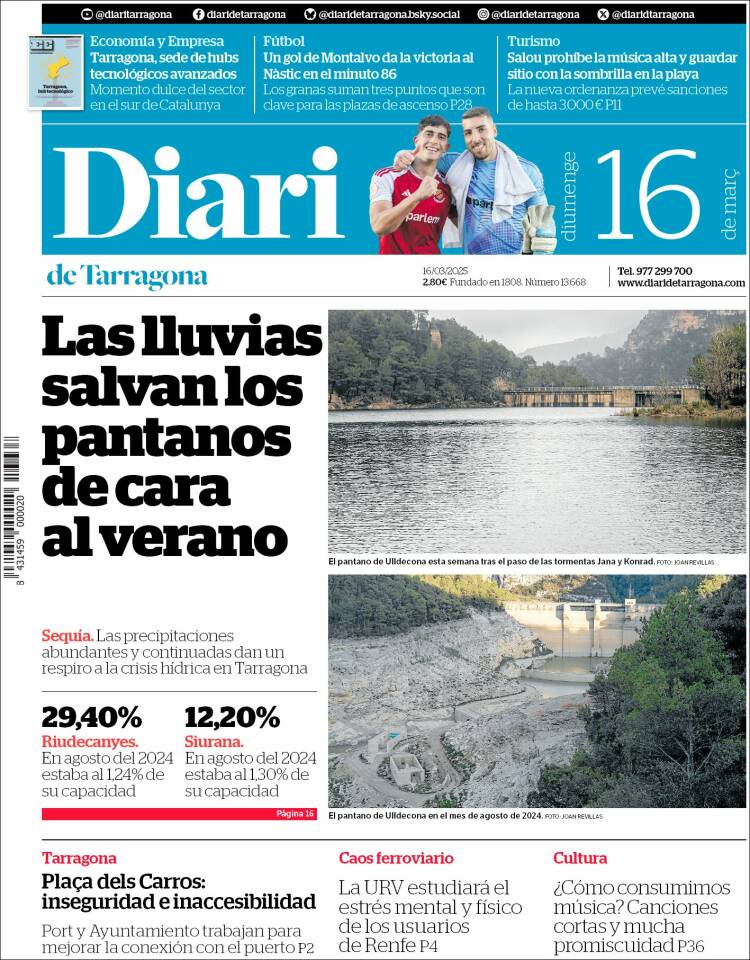 Portada de Diari de Tarragona (España)