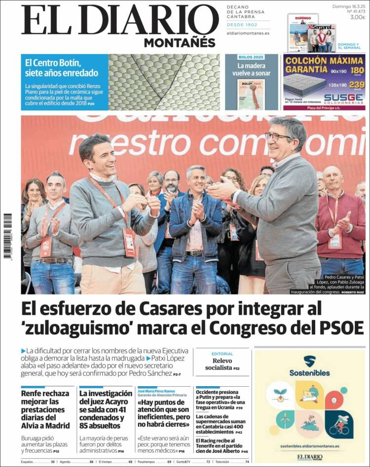 Portada de El Diario Montañés (España)