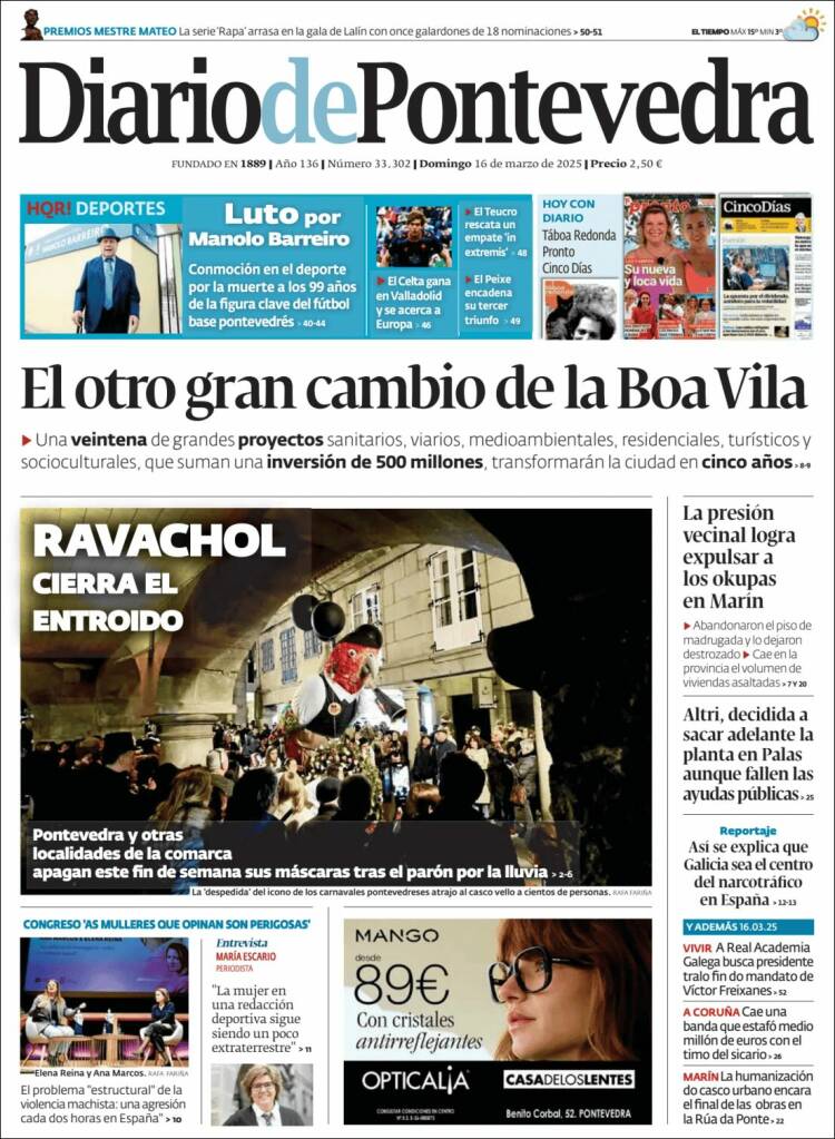 Portada de Diario de Pontevedra (España)