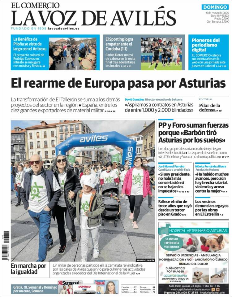 Portada de El Comercio - Avilés (España)