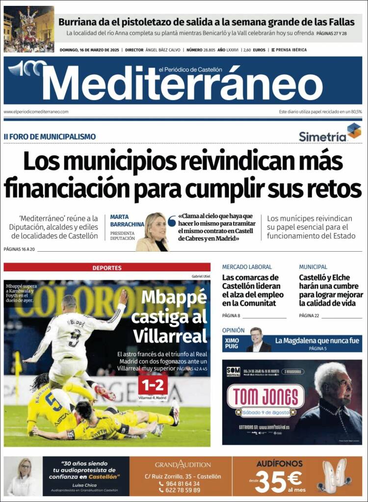 Portada de El Periódico Mediterraneo (España)