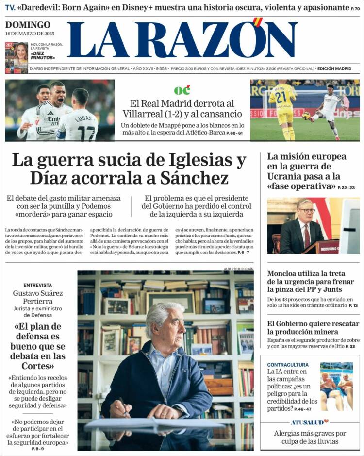 Portada de La Razón (España)