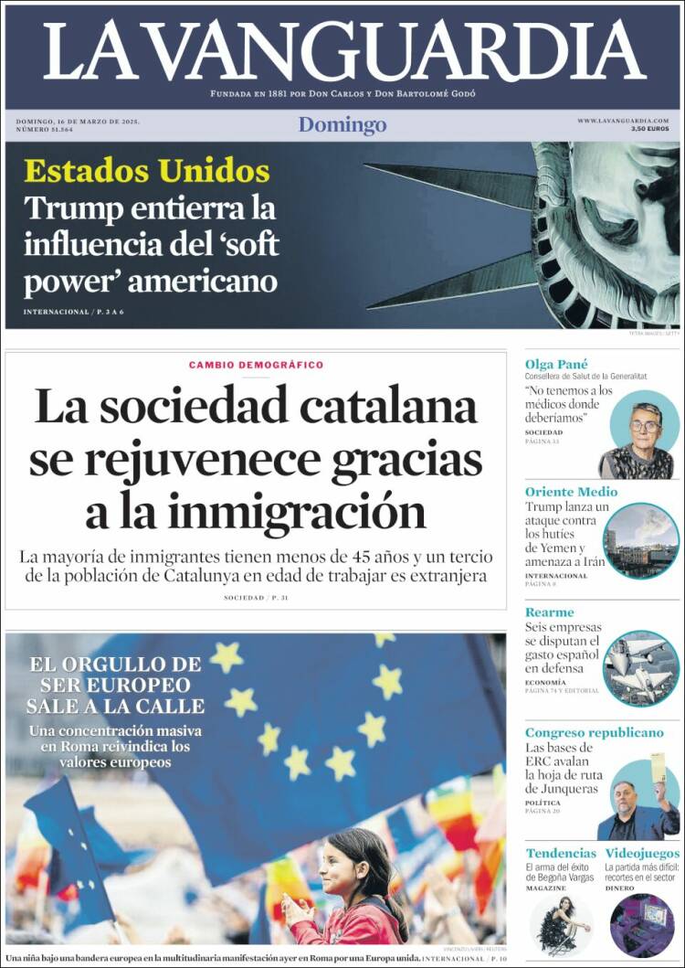 Portada de La Vanguardia (España)