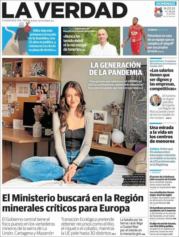 Portada de La Verdad de Murcia (España)