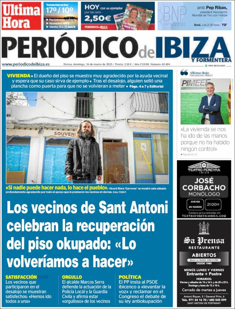 Portada de Periódico de Ibiza (España)