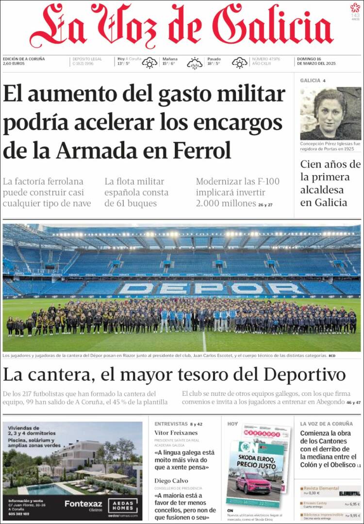 Portada de La Voz de Galicia (España)