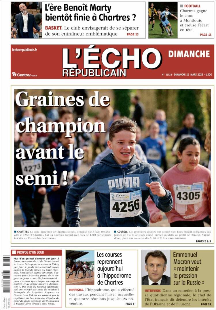 Portada de L'Echo Républicain (Francia)