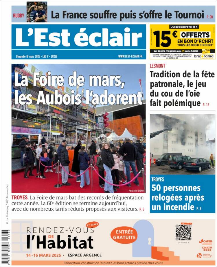 Portada de L'Est Eclair (Francia)