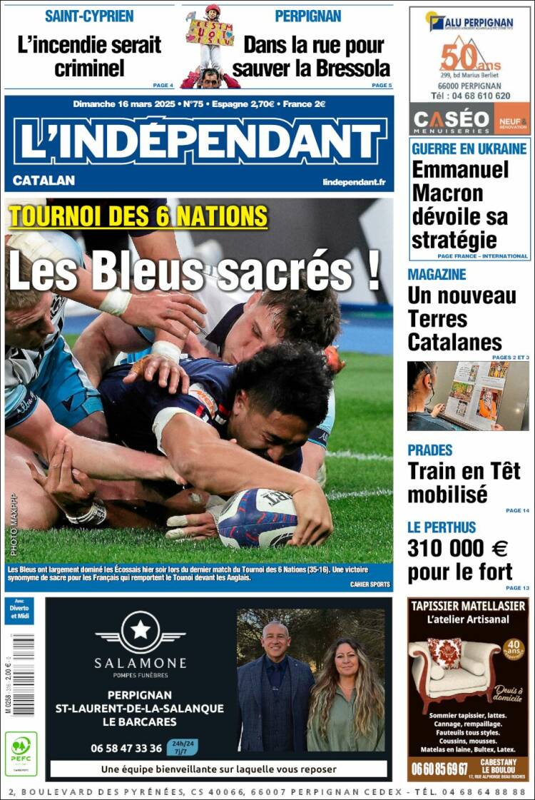 Portada de Le Indépendant (Francia)