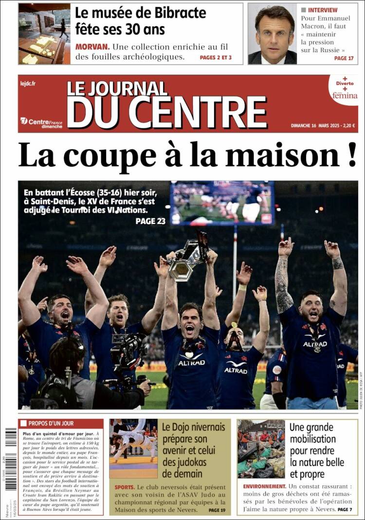 Portada de Le Journal du Centre (Francia)