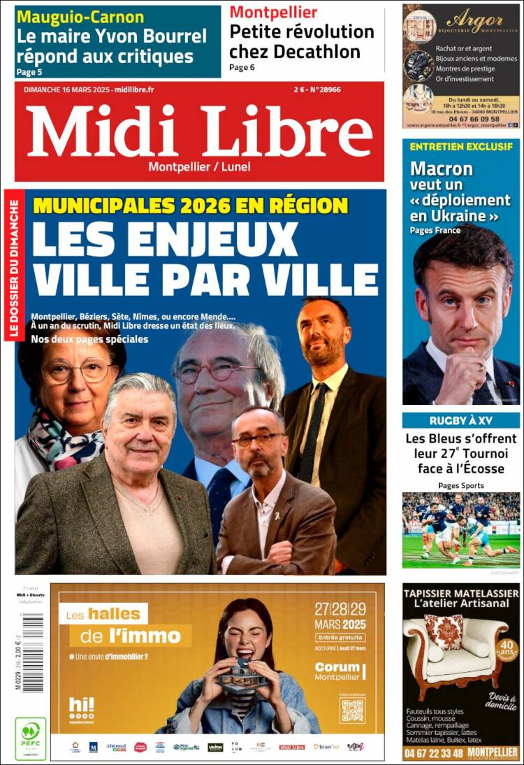 Portada de Midi Libre (Francia)