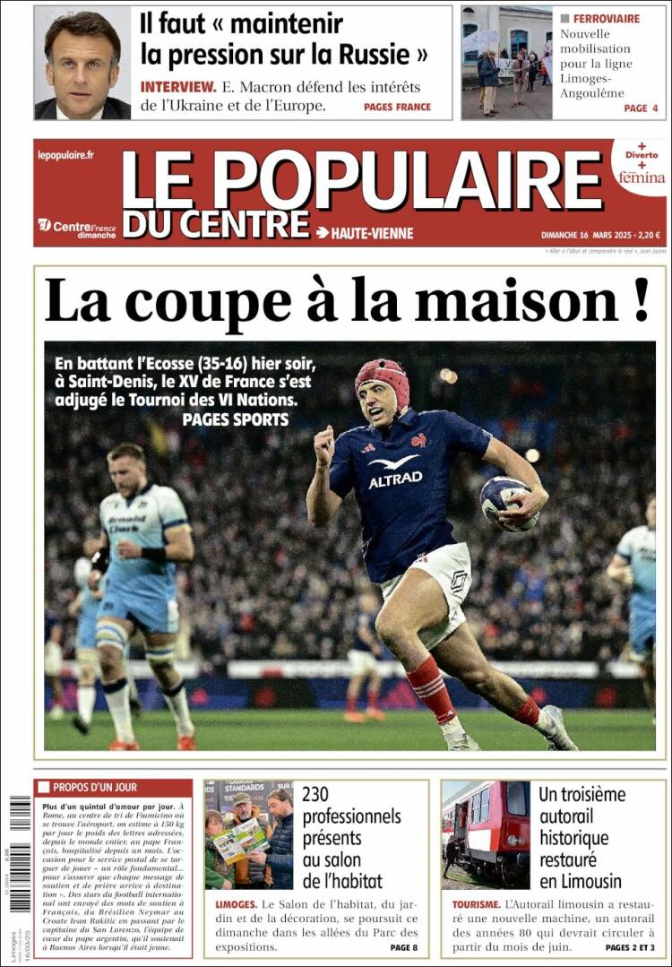 Portada de Le Populaire du Centre (Francia)