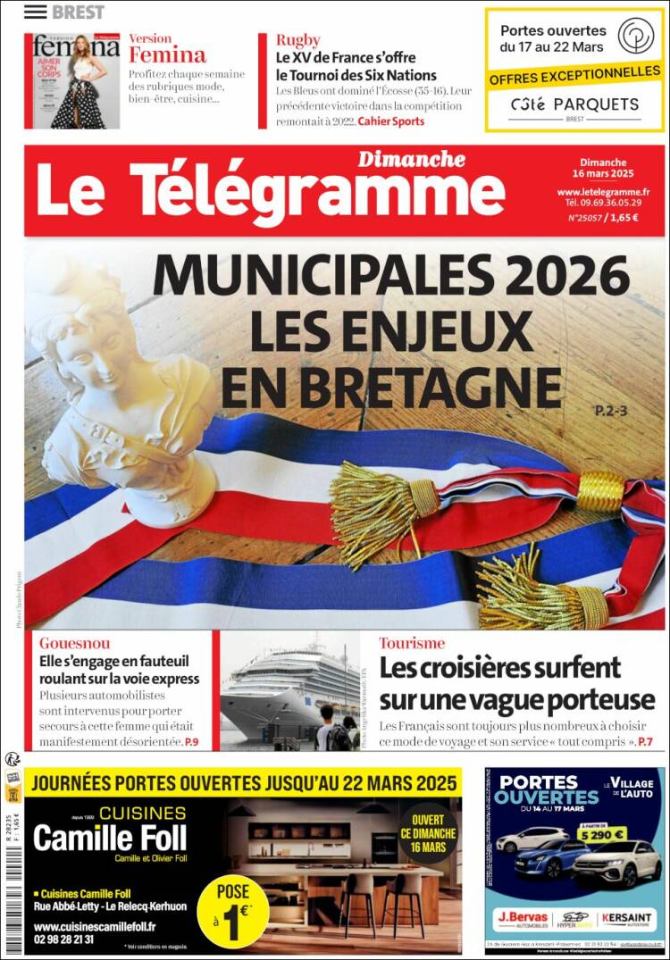 Portada de Télégramme (Francia)