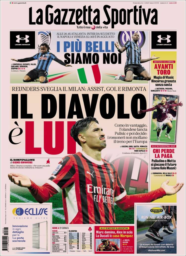 Portada de La Gazzetta dello Sport (Italia)