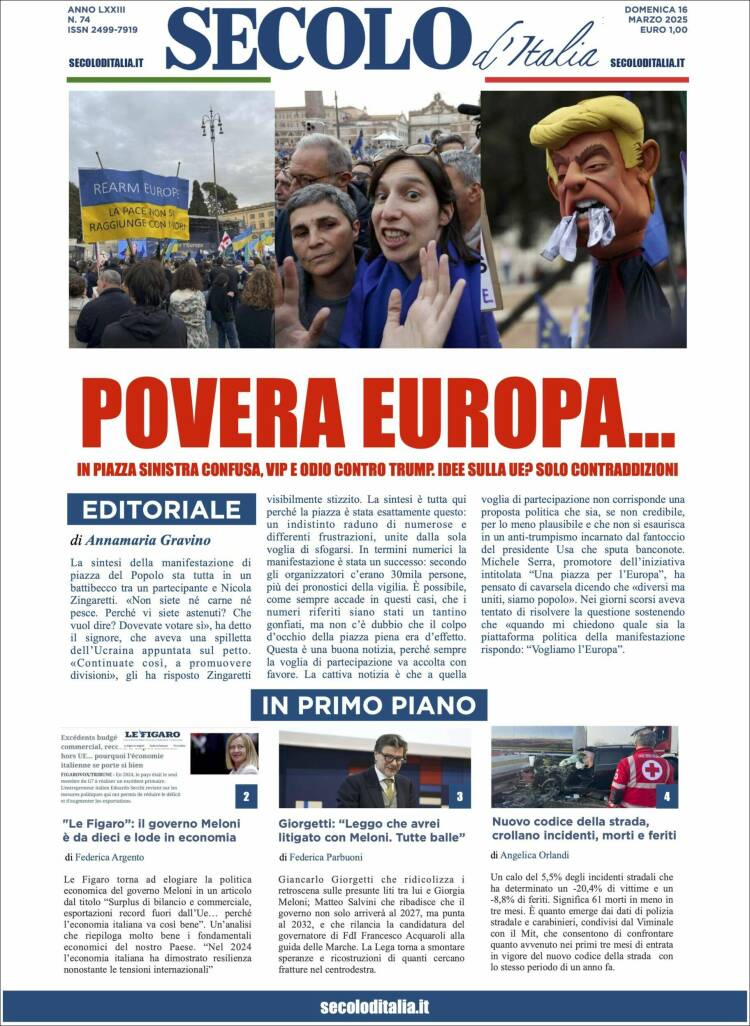 Portada de Secolo d'Italia (Italia)