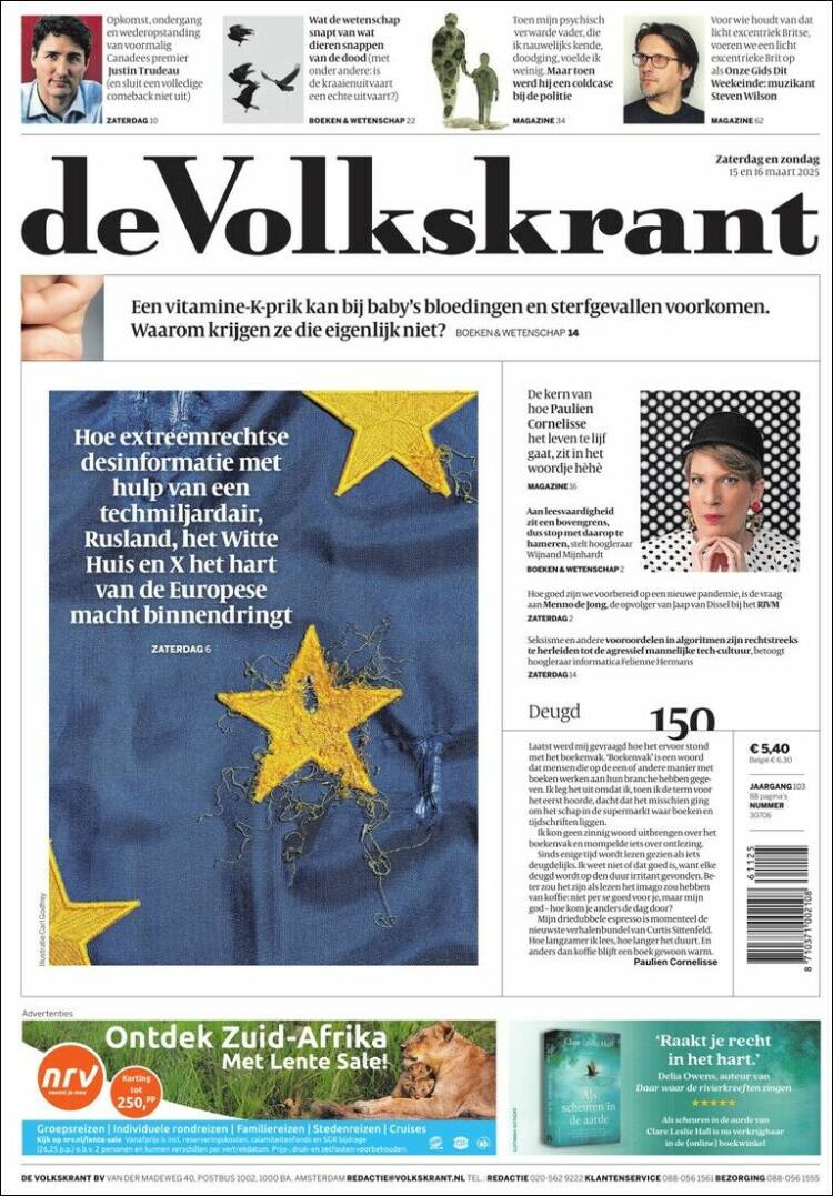 Portada de De Volkskrant (Pa&iacute;ses Bajos)