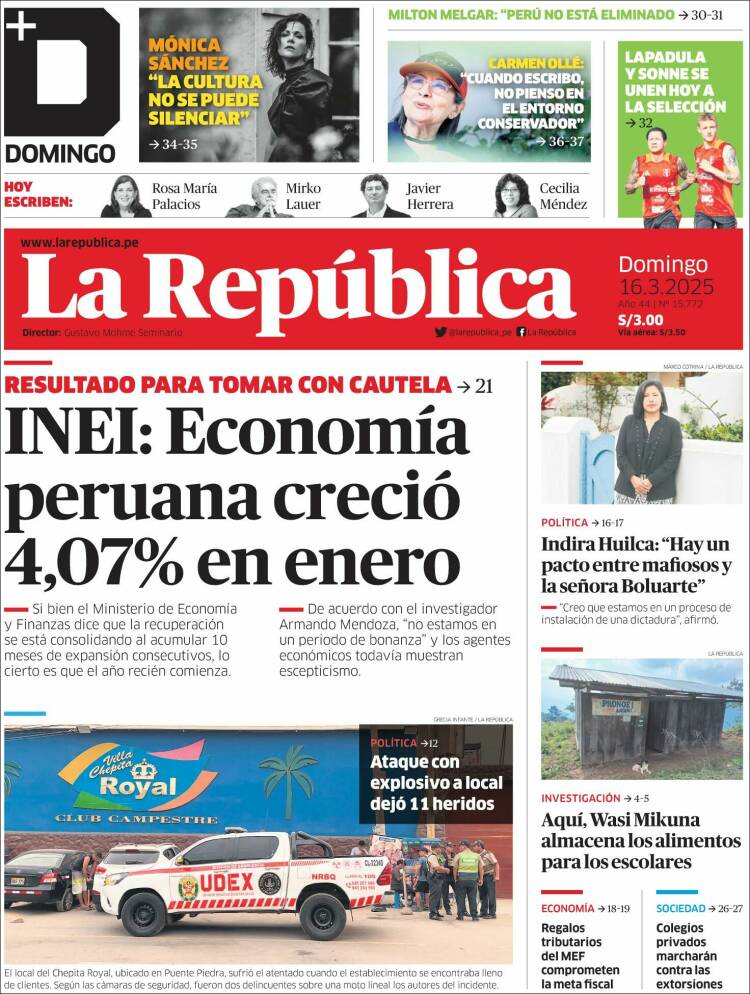 Portada de La Republica (Per&uacute;)