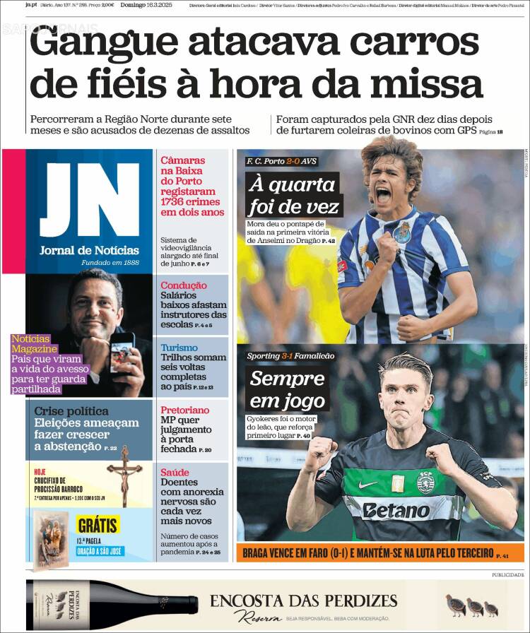 Portada de Diário de Noticias (Portugal)