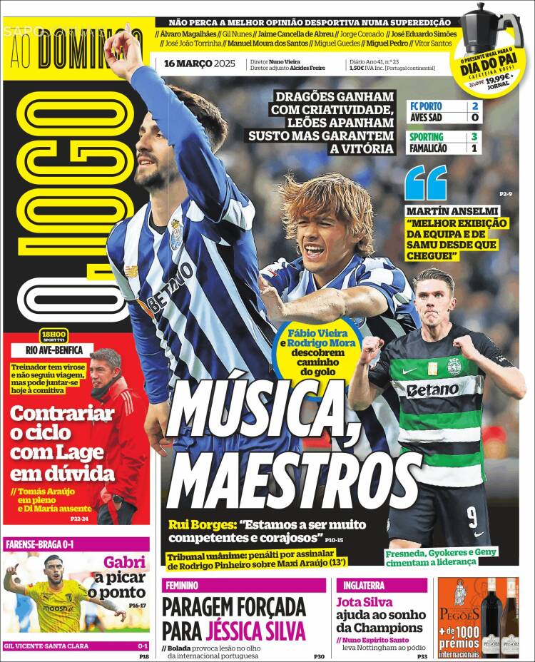 Portada de O Jogo (Portugal)