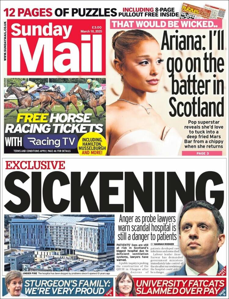 Portada de Daily Record (Reino Unido)
