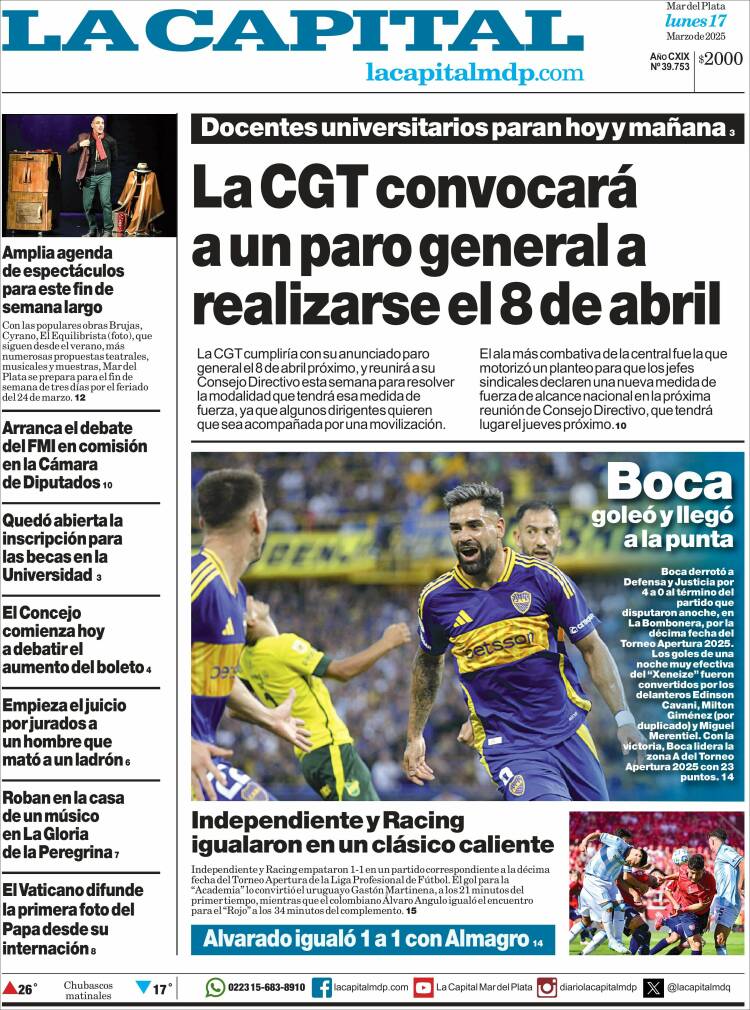 Portada de Diario La Capital - Mar del Plata (Argentina)