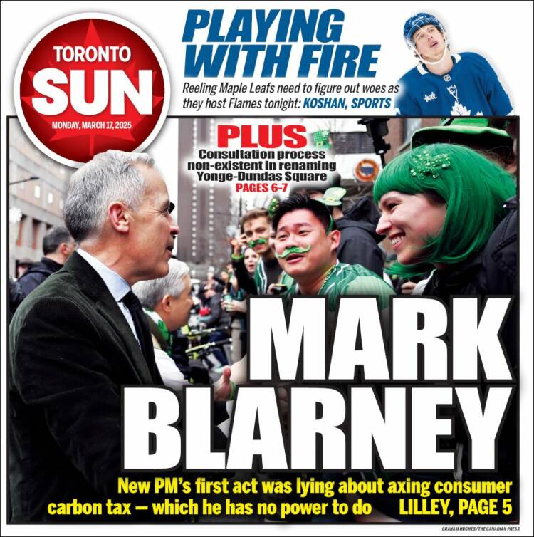 Portada de The Toronto Sun (Canadá)