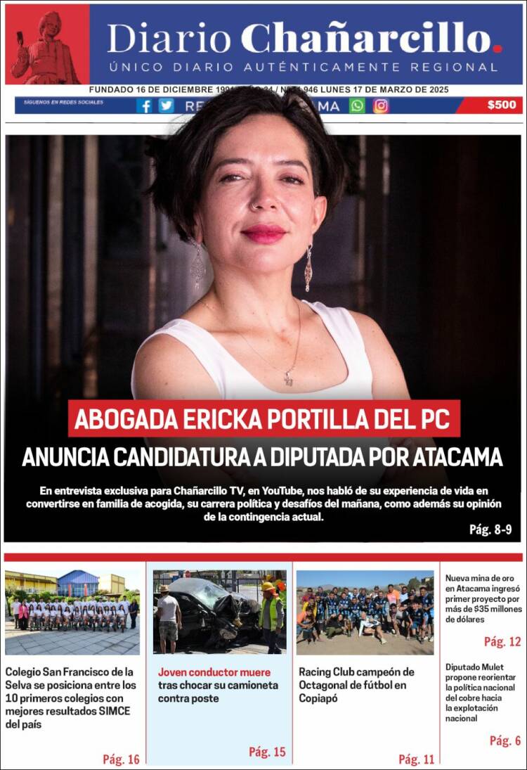 Portada de Diario Chañarcillo (Chile)