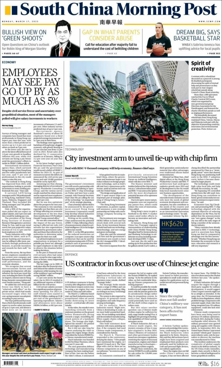 Portada de South China Morning Post (China)