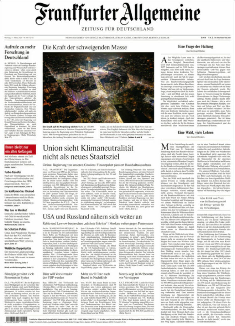 Portada de Frankfurter Allgemeine (Alemania)