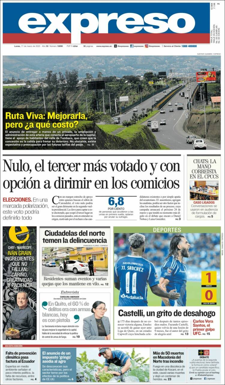 Portada de Expreso (Ecuador)