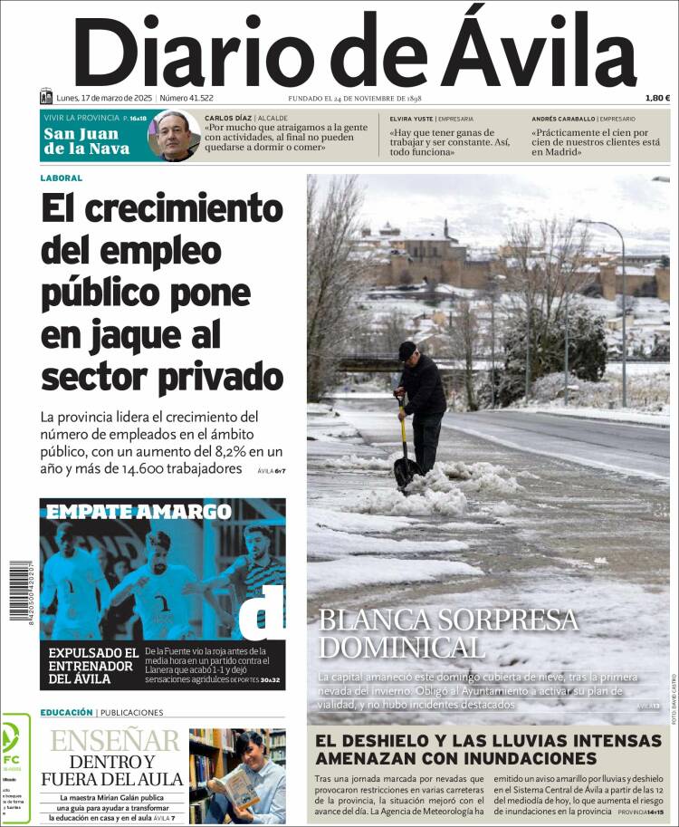 Portada de Diario de Ávila (España)