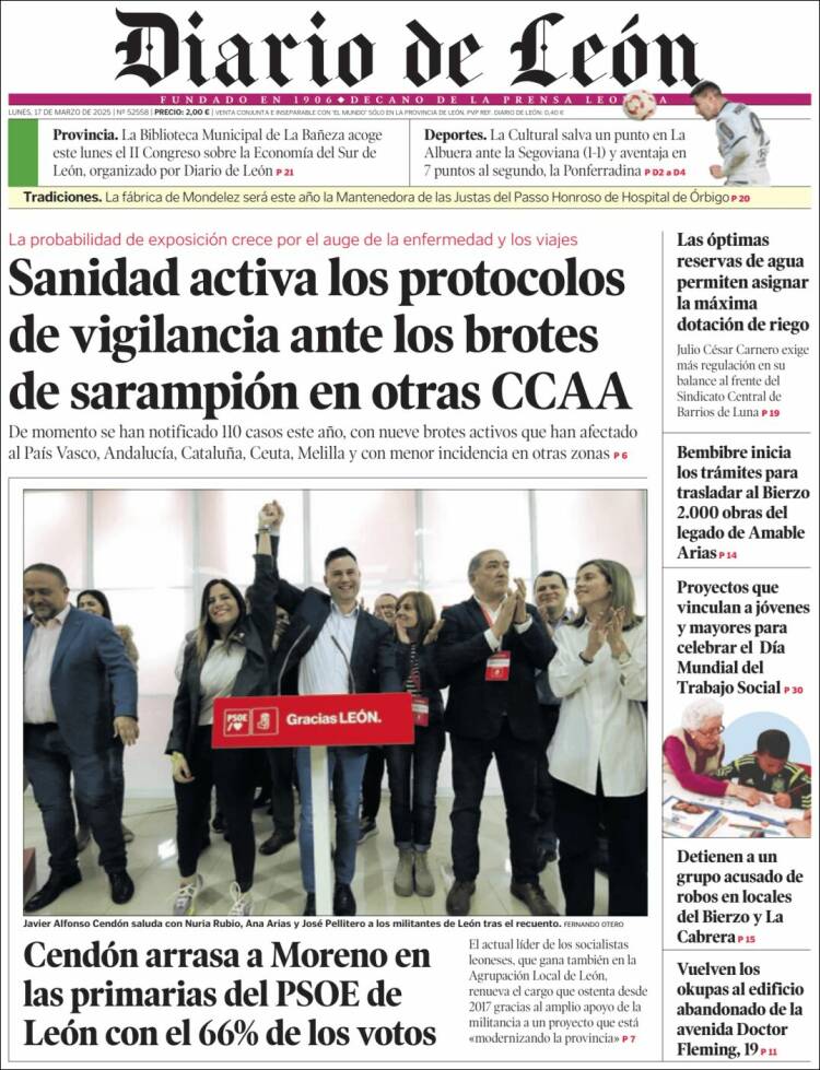 Portada de Diario de León (España)