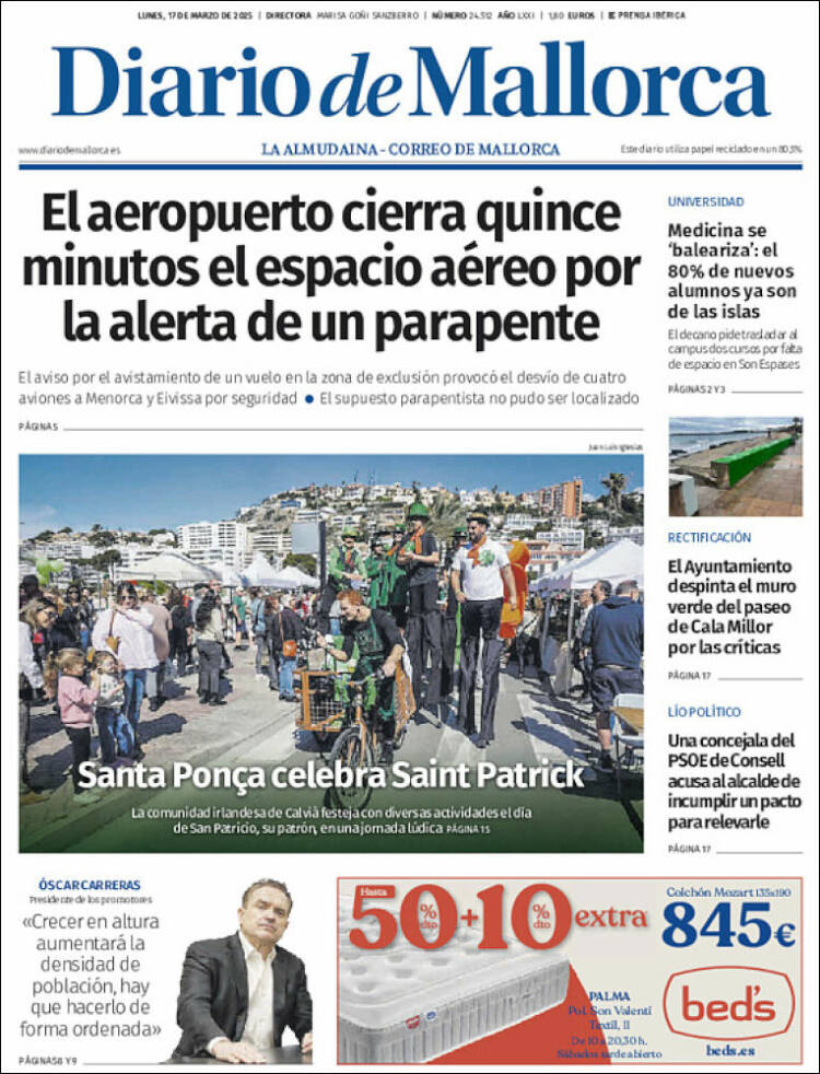 Portada de Diario de Mallorca (España)