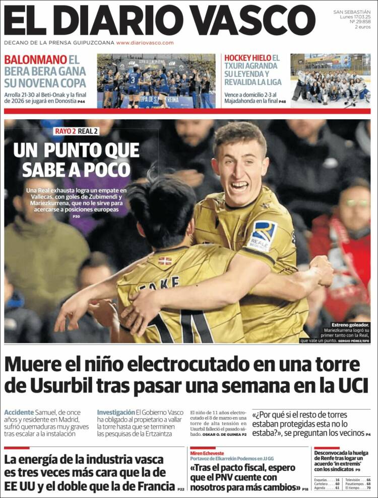 Portada de Diario Vasco (España)