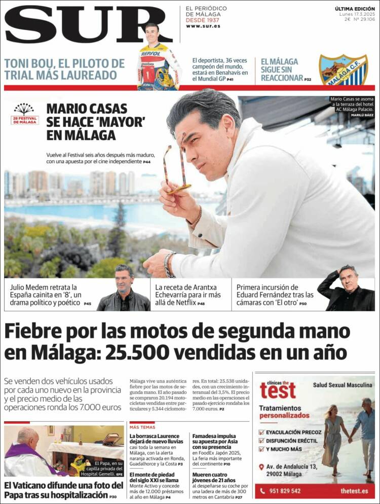 Portada de Diario el Sur (España)