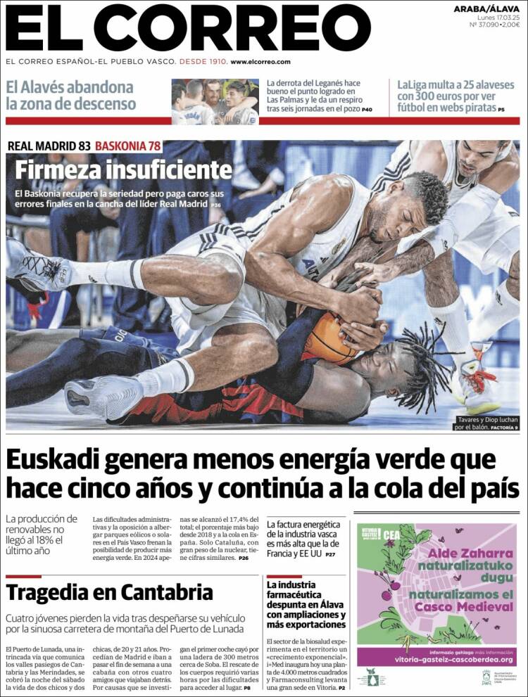 Portada de El Correo - Álava (España)