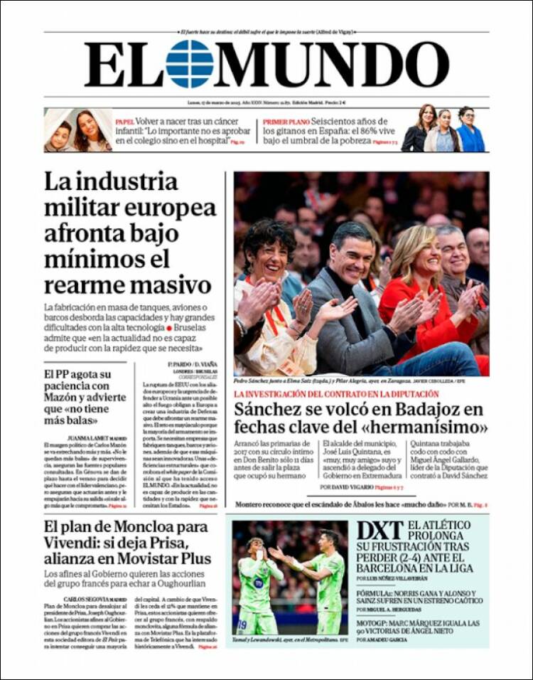 Portada de El Mundo (España)