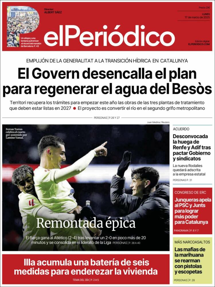 Portada de El Periódico (España)