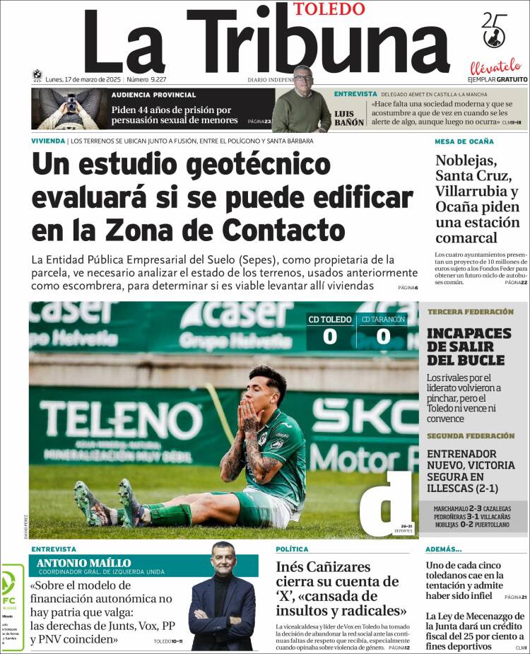 Portada de La Tribuna de Toledo (España)