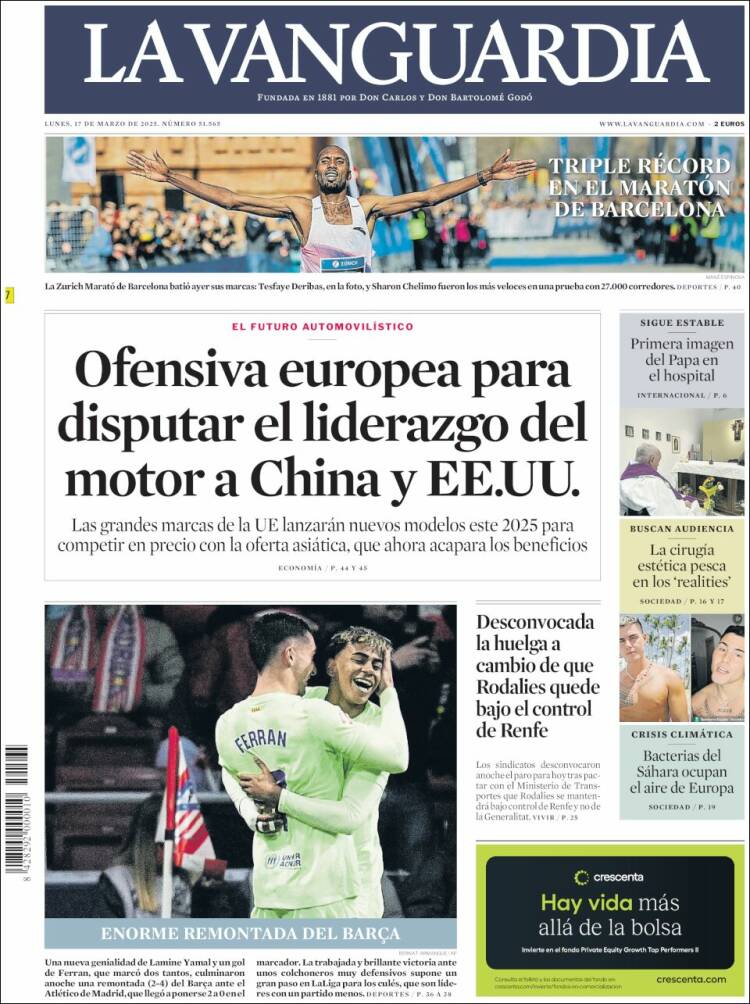 Portada de La Vanguardia (España)