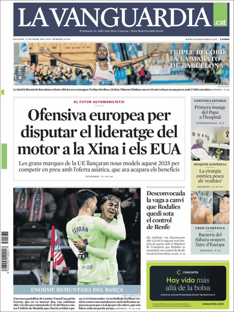 Portada de La Vanguardia (España)